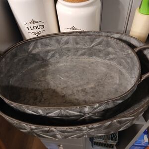 Rustic Gray Metal Serving Trays